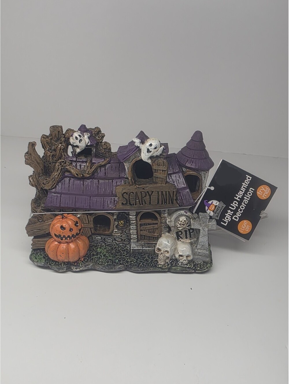 Light Up Halloween Haunted Hotel Figurine, LED Village Statue Indoor
